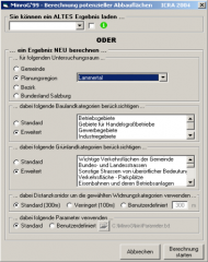 MINROG'99 - Definition und Auswahl von Berechnungsparameter